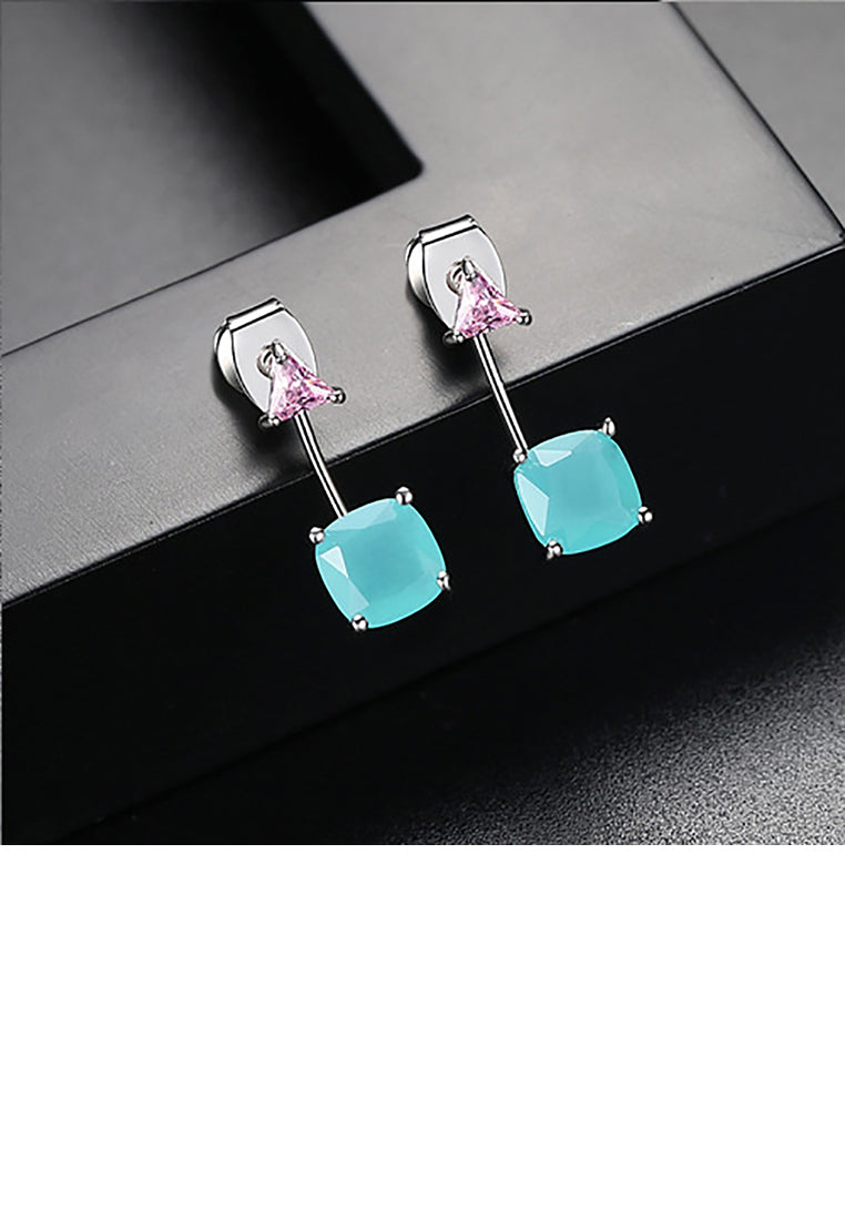 Simple Personality Geometric Colorful Cubic Zirconia Earrings - Luxurious Look