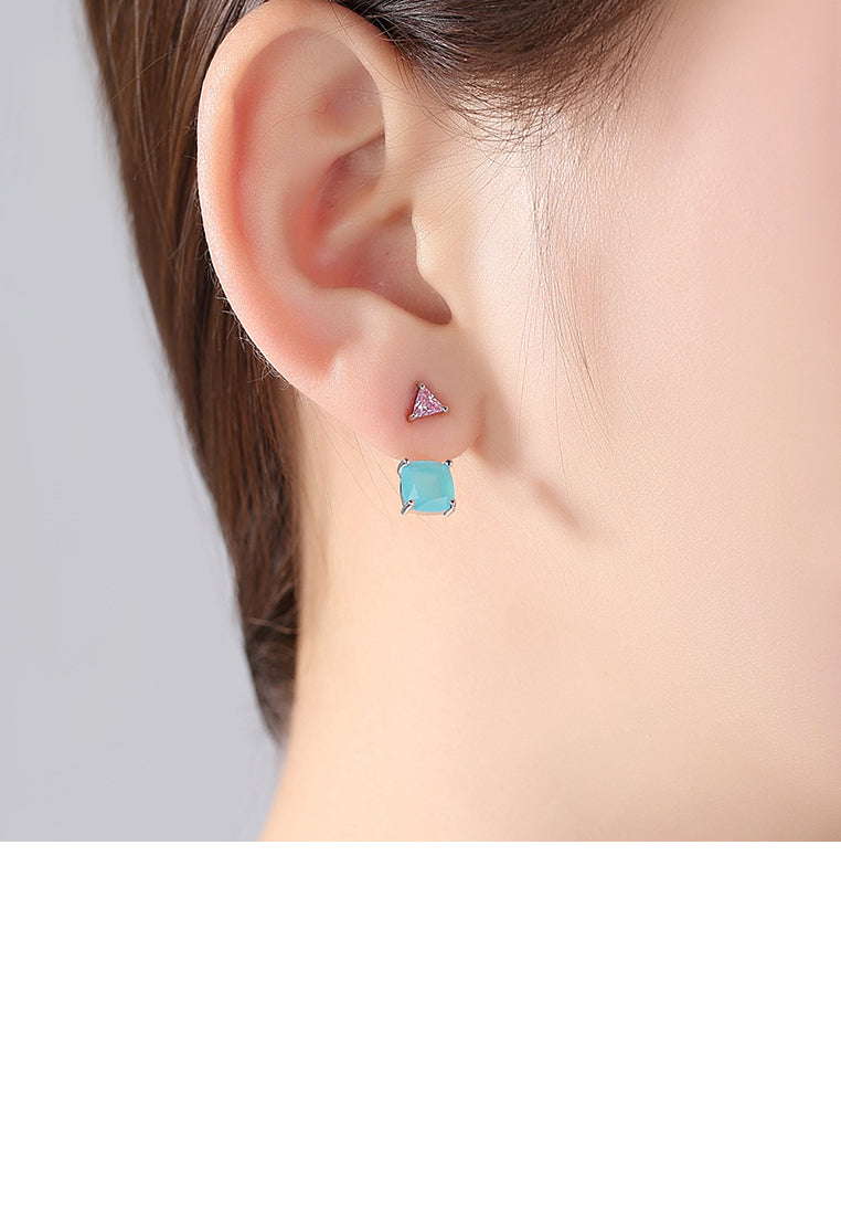 Simple Personality Geometric Colorful Cubic Zirconia Earrings - Luxurious Look