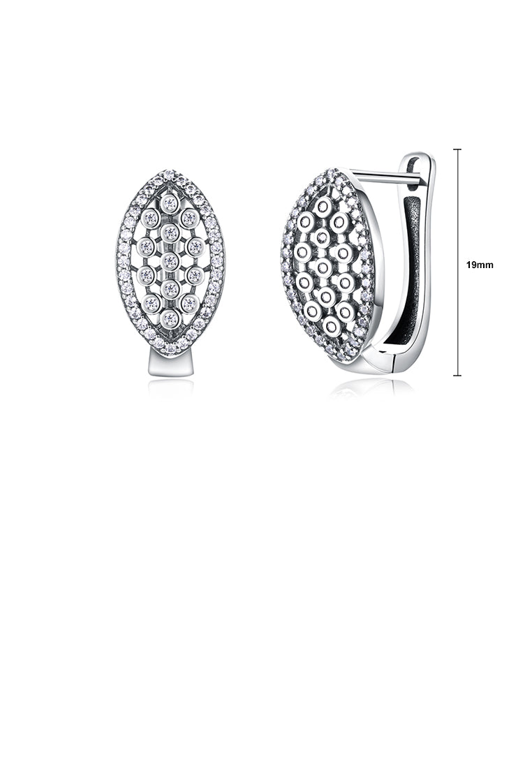 925 Sterling Silver Fashion Simple Leaf Earrings with Austrian Element Crystal