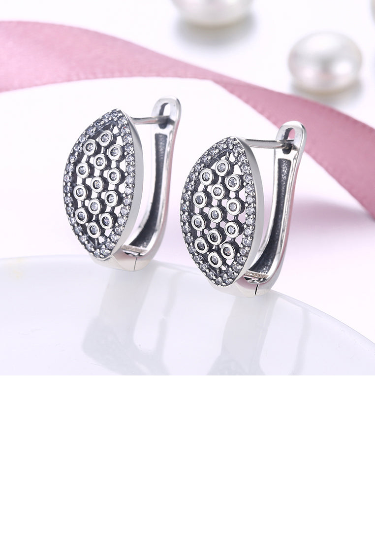 925 Sterling Silver Fashion Simple Leaf Earrings with Austrian Element Crystal