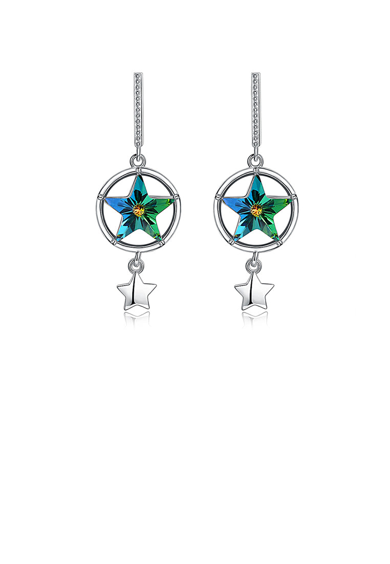 925 Sterling Silver Fashion Sparkling Stars Earrings with Austrian Element Crystal