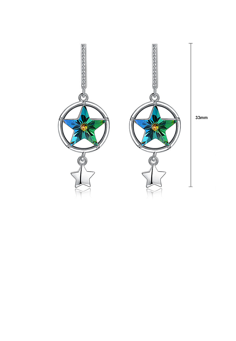 925 Sterling Silver Fashion Sparkling Stars Earrings with Austrian Element Crystal