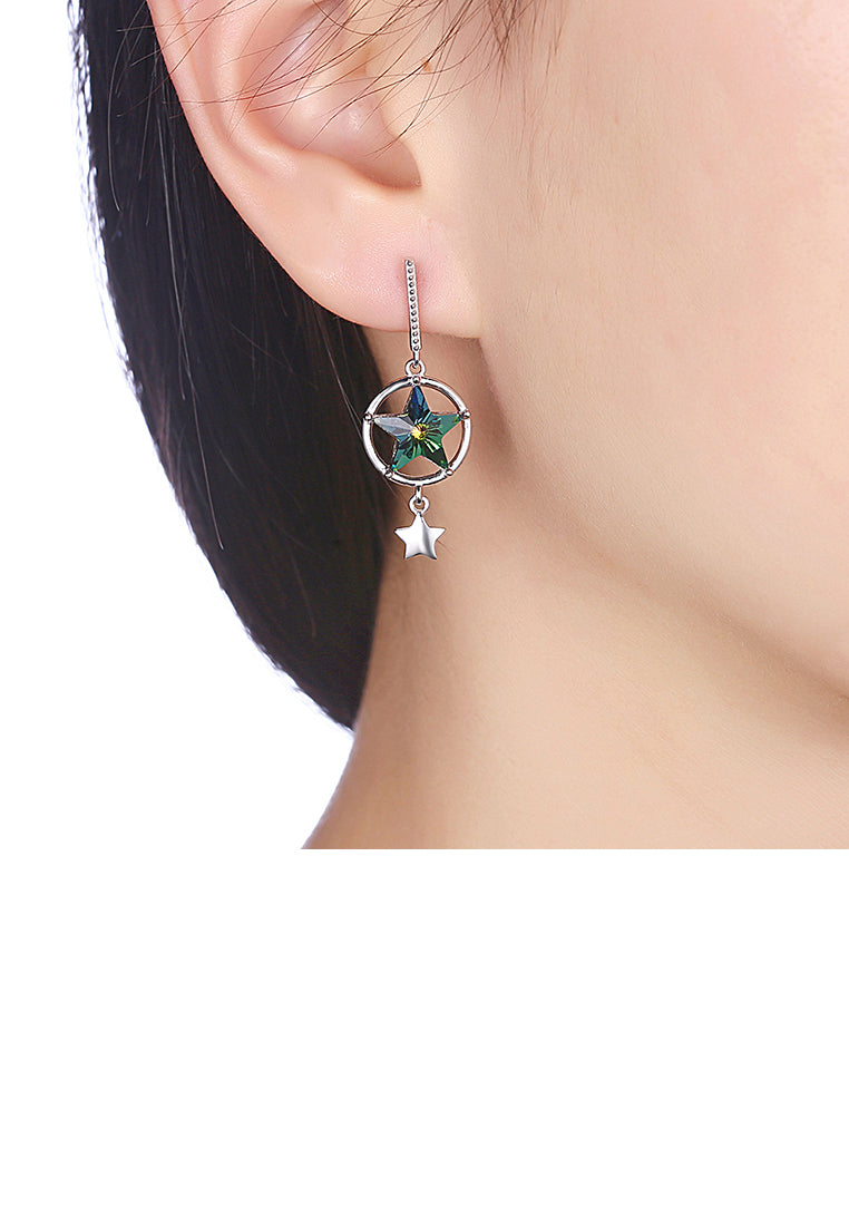 925 Sterling Silver Fashion Sparkling Stars Earrings with Austrian Element Crystal