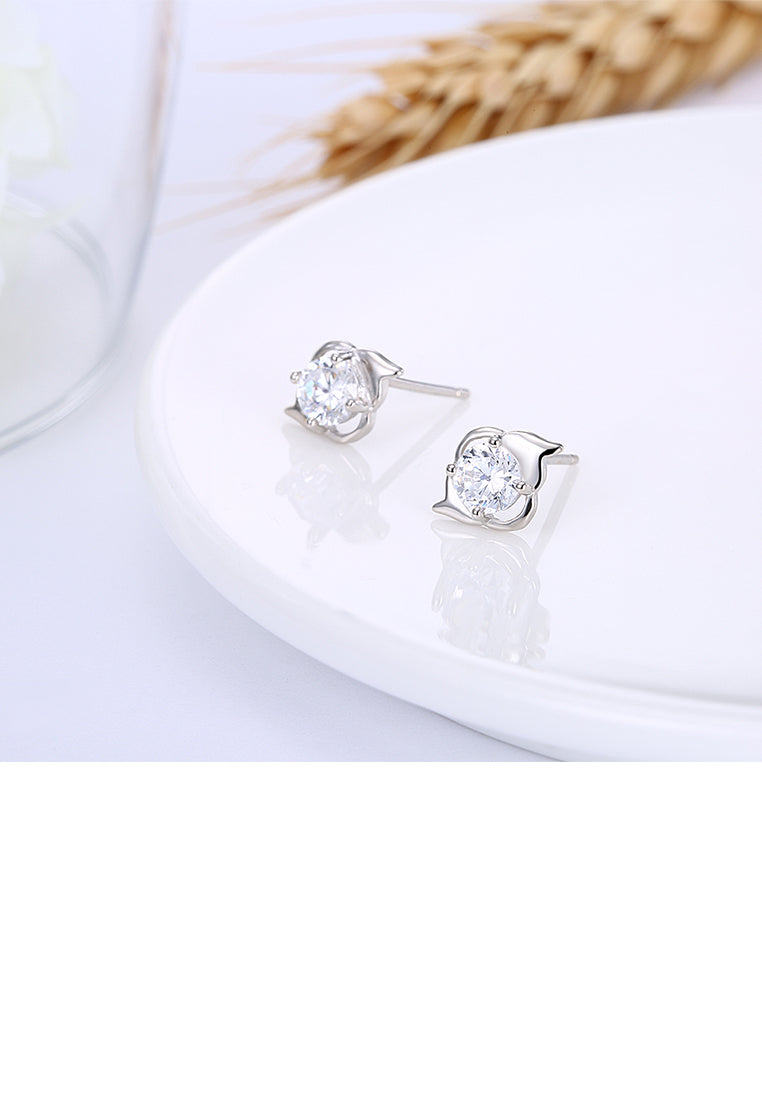 925 Sterling Silver Simple Delicate Mini Cubic Zircon Ear Studs and Earrings