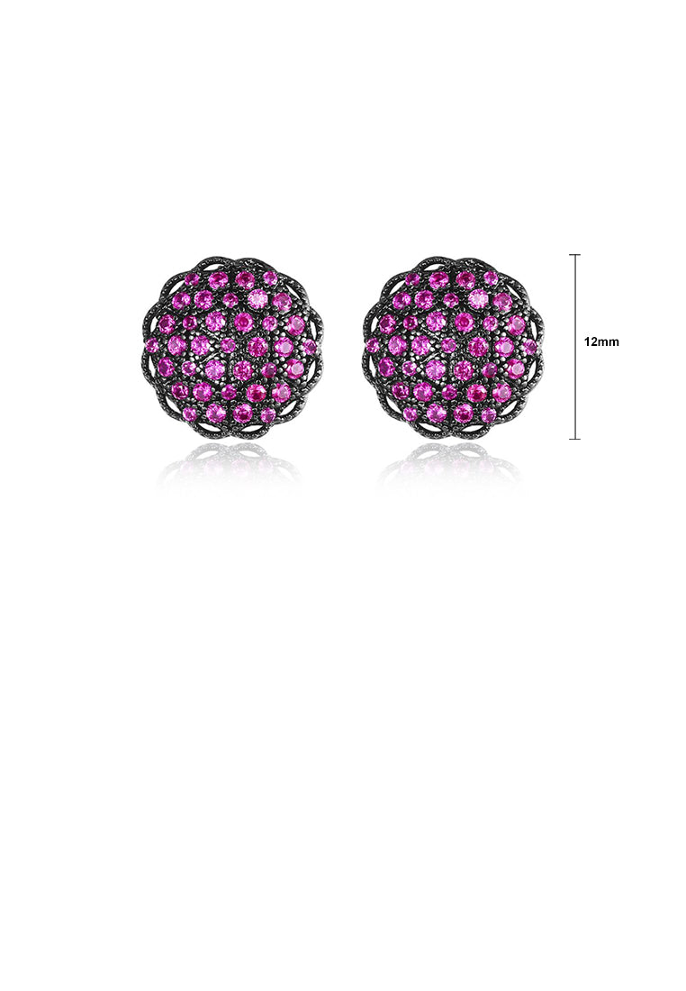 Fashion Simple Plated Black Flower Purple Cubic Zirconia Stud Earrings - Luxurious Look