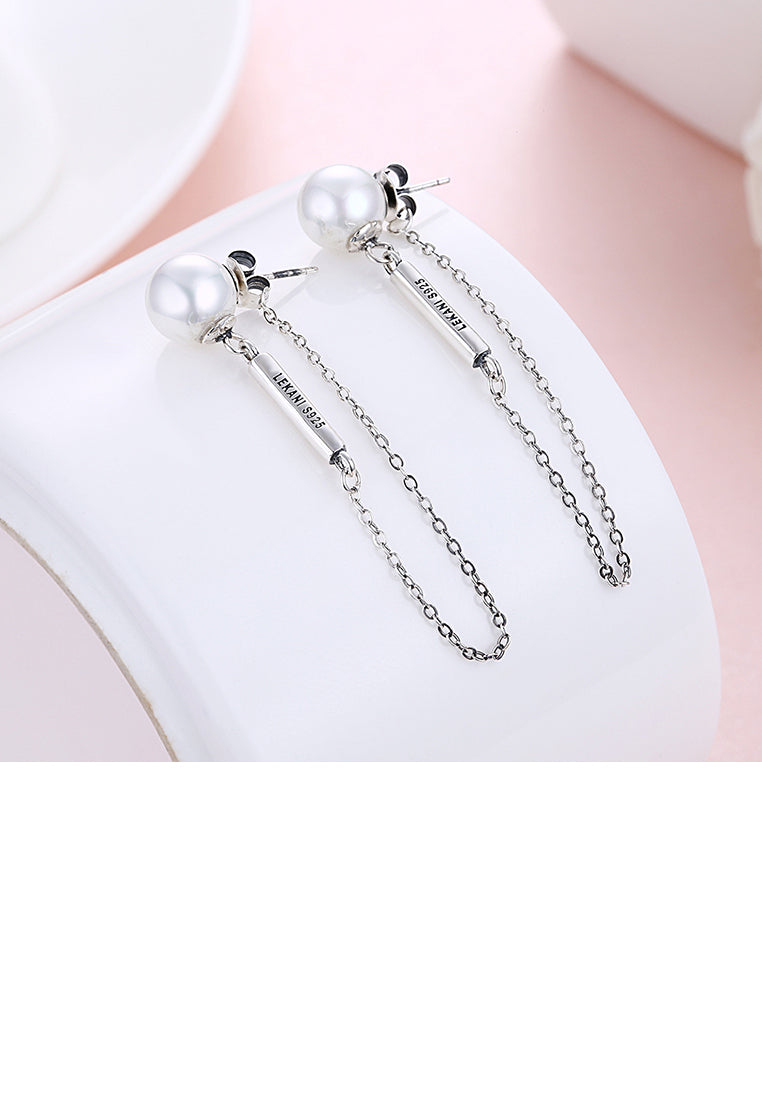 925 Sterling Silver Pearl Tassel Earring - Luxurious Look