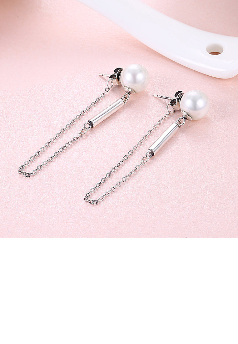 925 Sterling Silver Pearl Tassel Earring - Luxurious Look