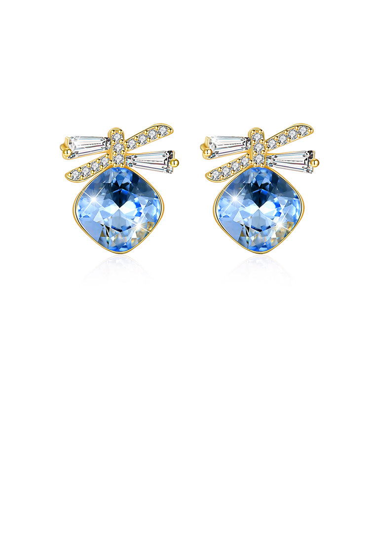 925 Sterling Silve Sparkling Elegant Noble Romantic Sweet Fantasy Blue Butterfly Earrings with Austrian Element Crystal
