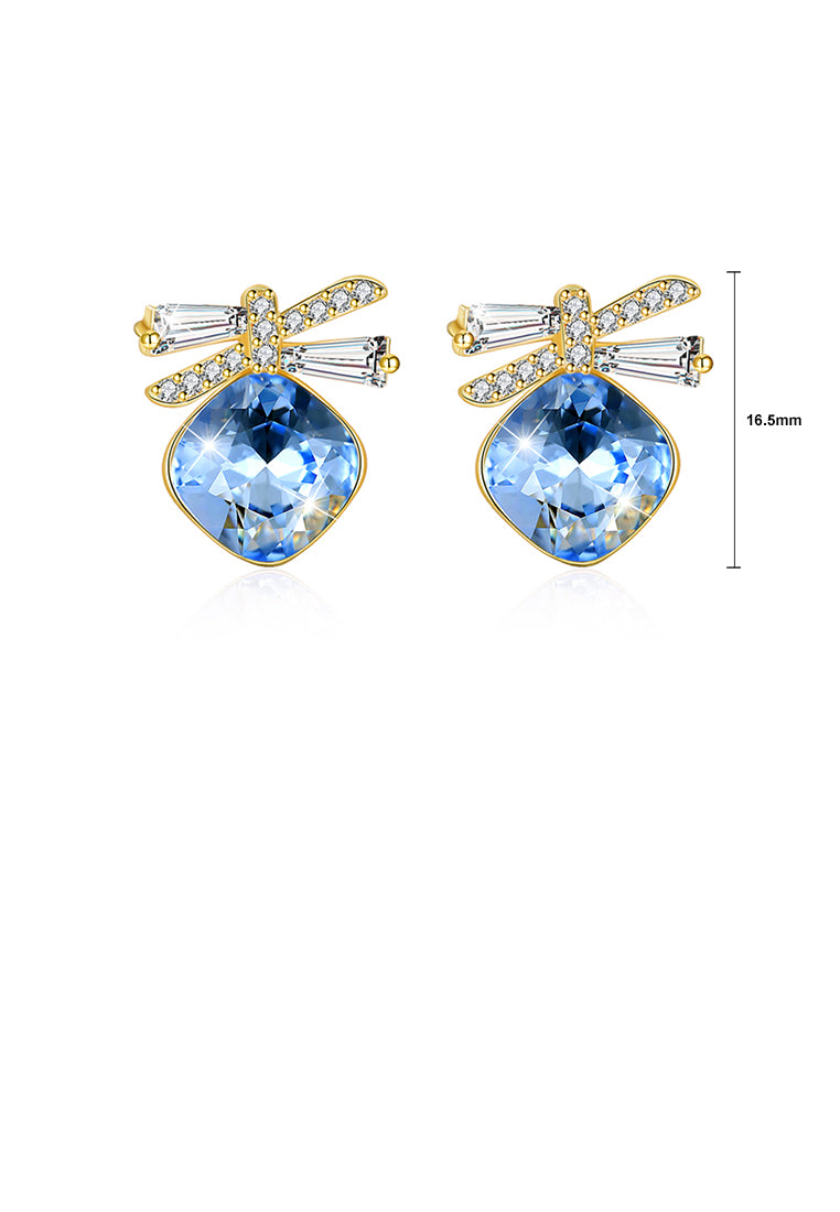 925 Sterling Silve Sparkling Elegant Noble Romantic Sweet Fantasy Blue Butterfly Earrings with Austrian Element Crystal