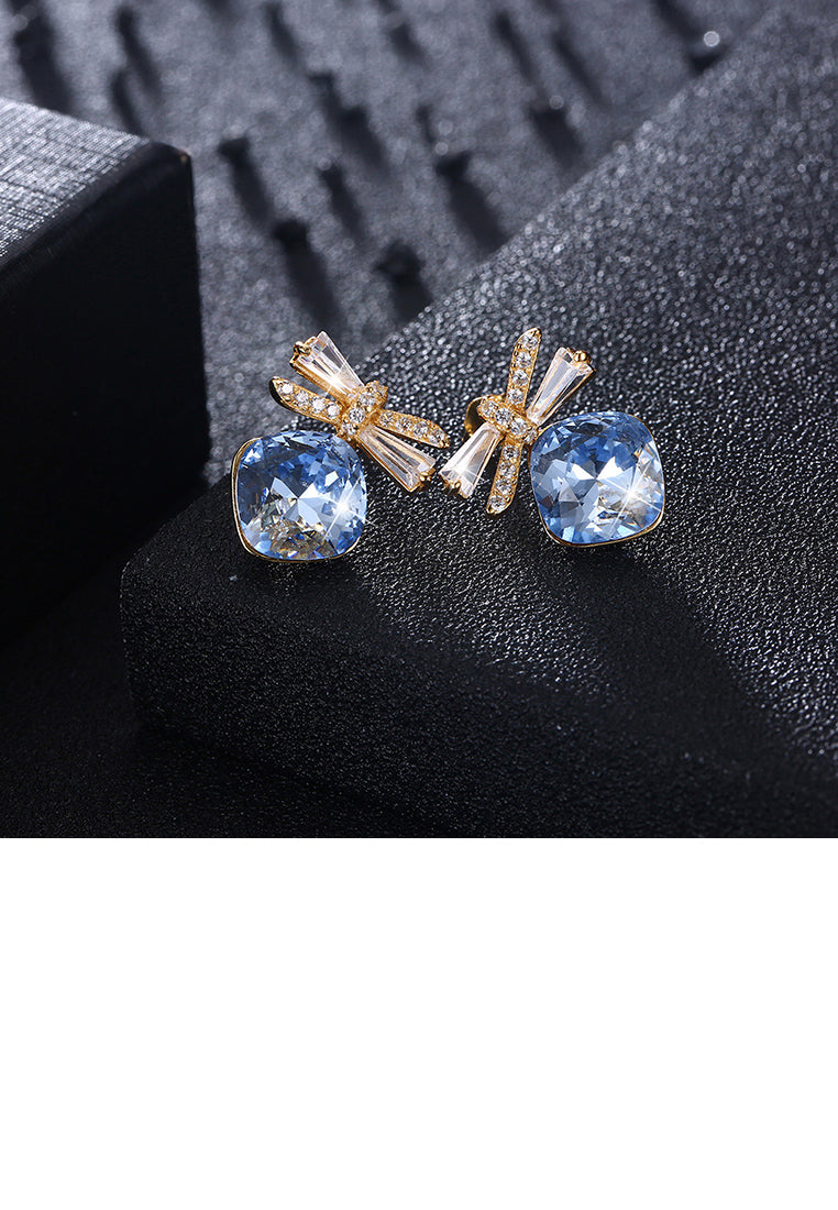 925 Sterling Silve Sparkling Elegant Noble Romantic Sweet Fantasy Blue Butterfly Earrings with Austrian Element Crystal