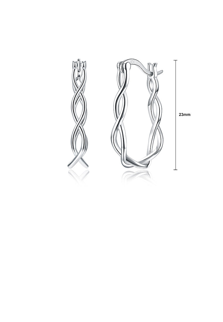925 Sterling Silver Simple Twisted Rope Earrings