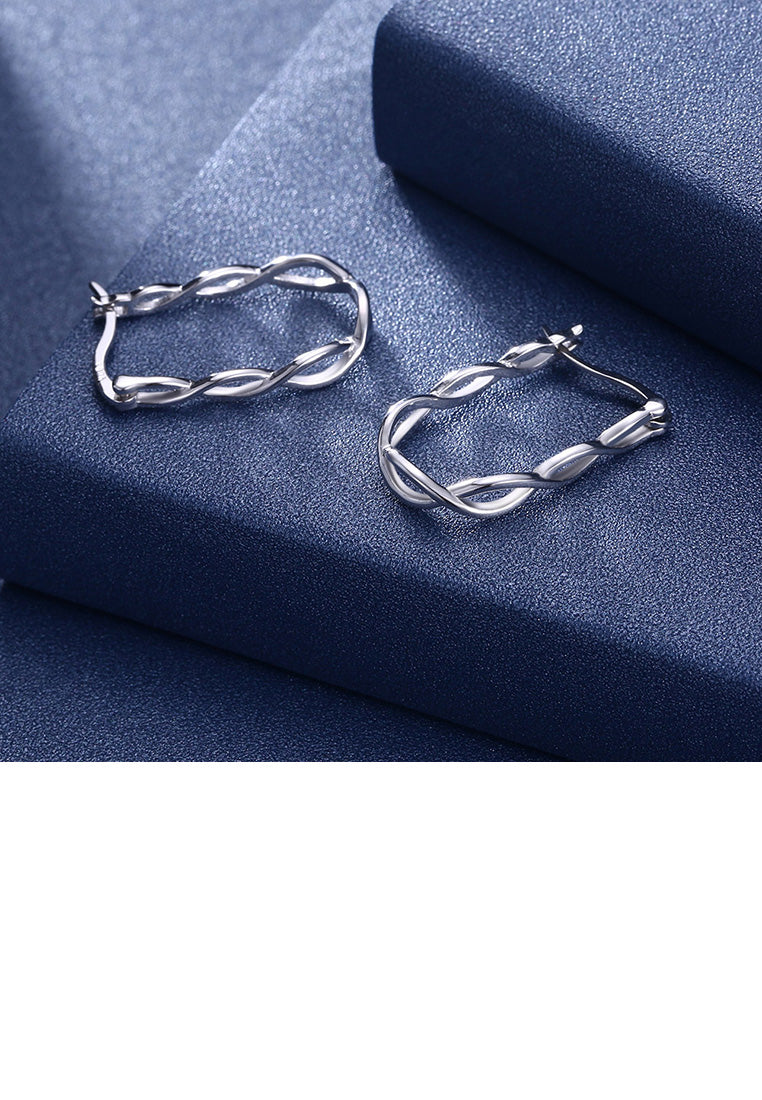 925 Sterling Silver Simple Twisted Rope Earrings