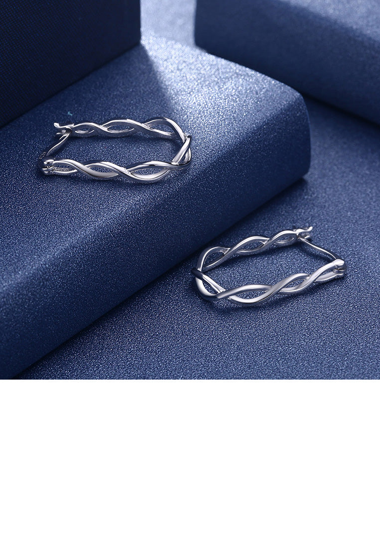 925 Sterling Silver Simple Twisted Rope Earrings