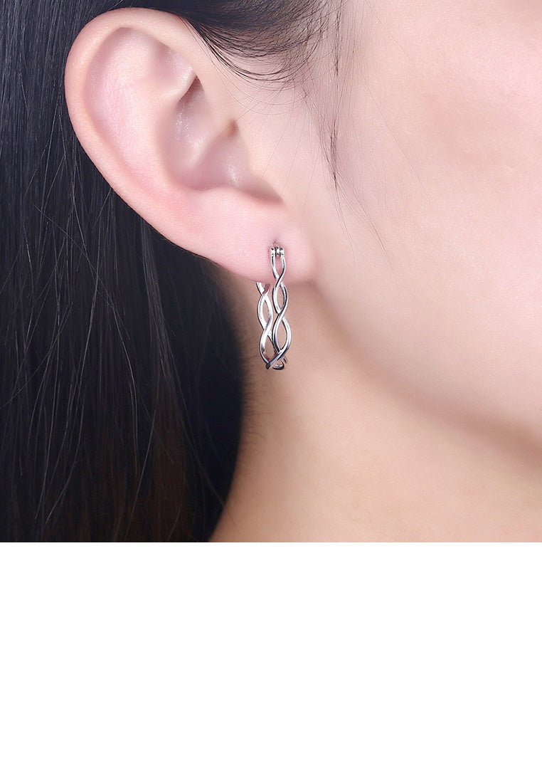 925 Sterling Silver Simple Twisted Rope Earrings
