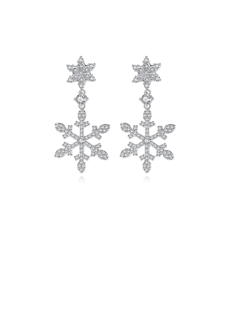 Fashion and Elegant Snowflake Earrings with Cubic Zirconia - Luxurious Look
