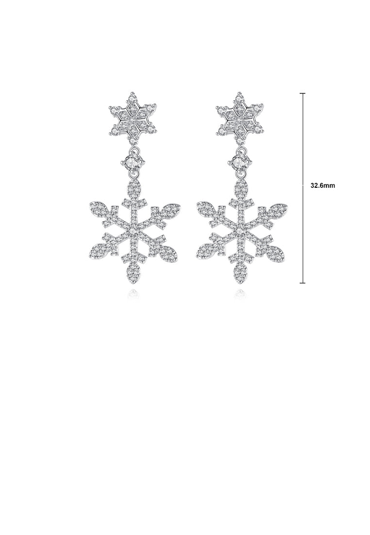 Fashion and Elegant Snowflake Earrings with Cubic Zirconia - Luxurious Look