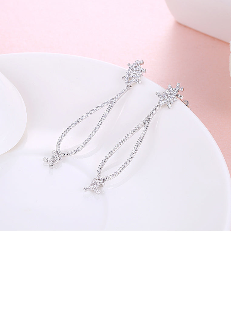 925 Sterling Silver Earrings with White Austrian Element Crystal