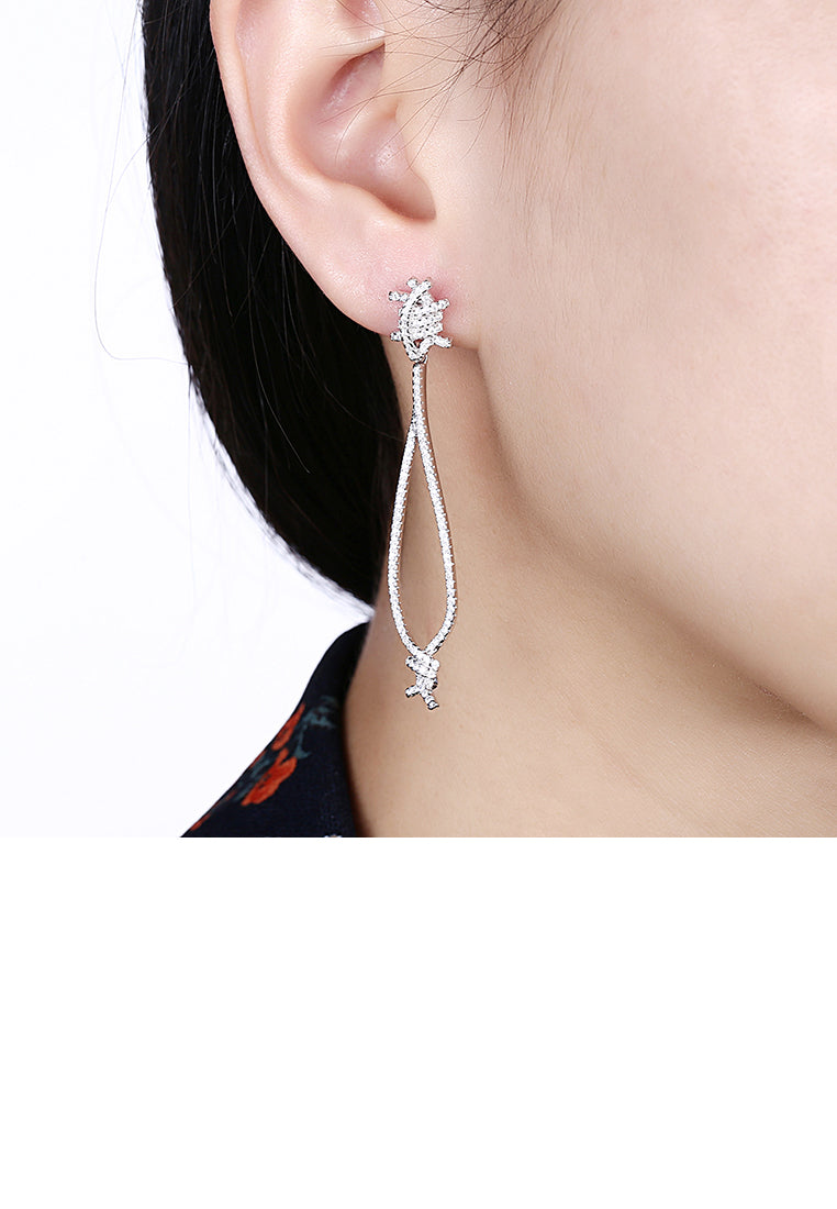 925 Sterling Silver Earrings with White Austrian Element Crystal