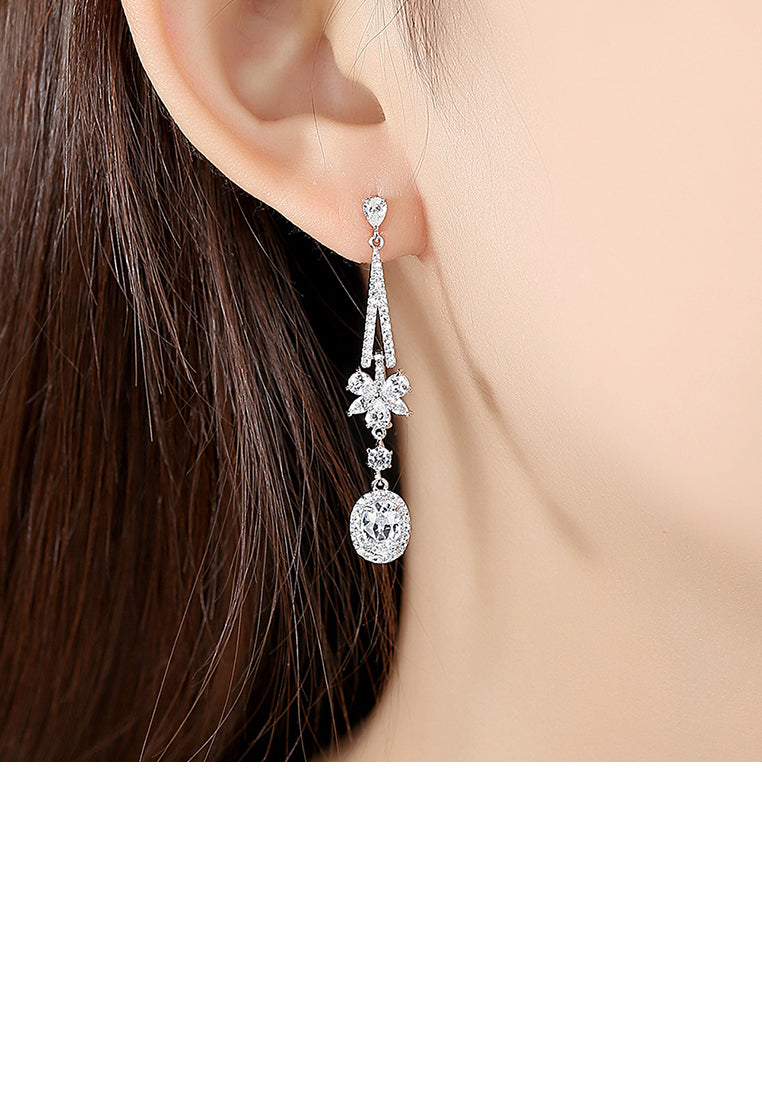 Fashion and Elegant Geometric Tassel Earrings with Cubic Zirconia - Luxurious Look