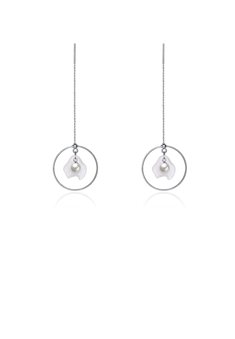 925 Sterling Silver White Shell Earrings with Fashion Pearl - Luxurious Look
