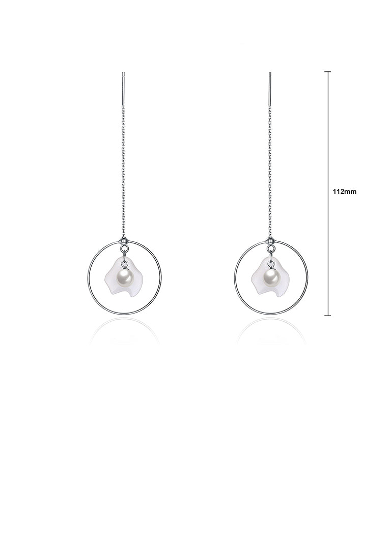 925 Sterling Silver White Shell Earrings with Fashion Pearl - Luxurious Look