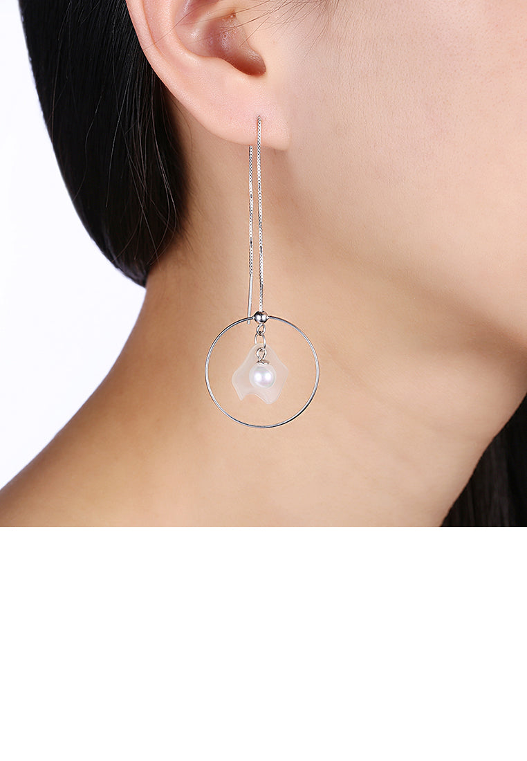 925 Sterling Silver White Shell Earrings with Fashion Pearl - Luxurious Look