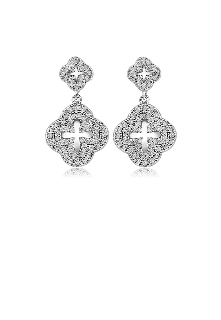 Fashion Simple Four-leafed Clover Earrings with Cubic Zirconia - Luxurious Look