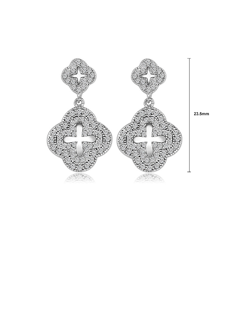 Fashion Simple Four-leafed Clover Earrings with Cubic Zirconia - Luxurious Look