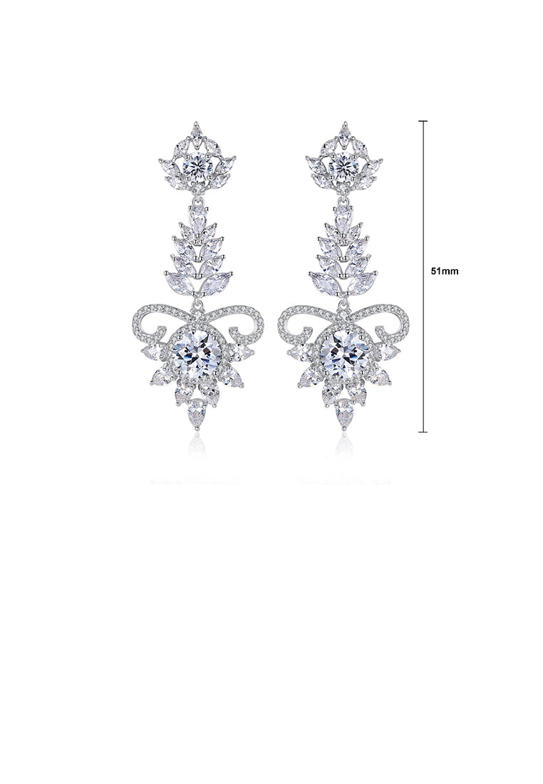 Fashion and Elegant Geometric Pattern Long Earrings with Cubic Zirconia - Luxurious Look