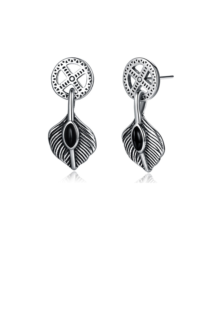 925 Sterling Silver Retro Fashion Leaf Earrings