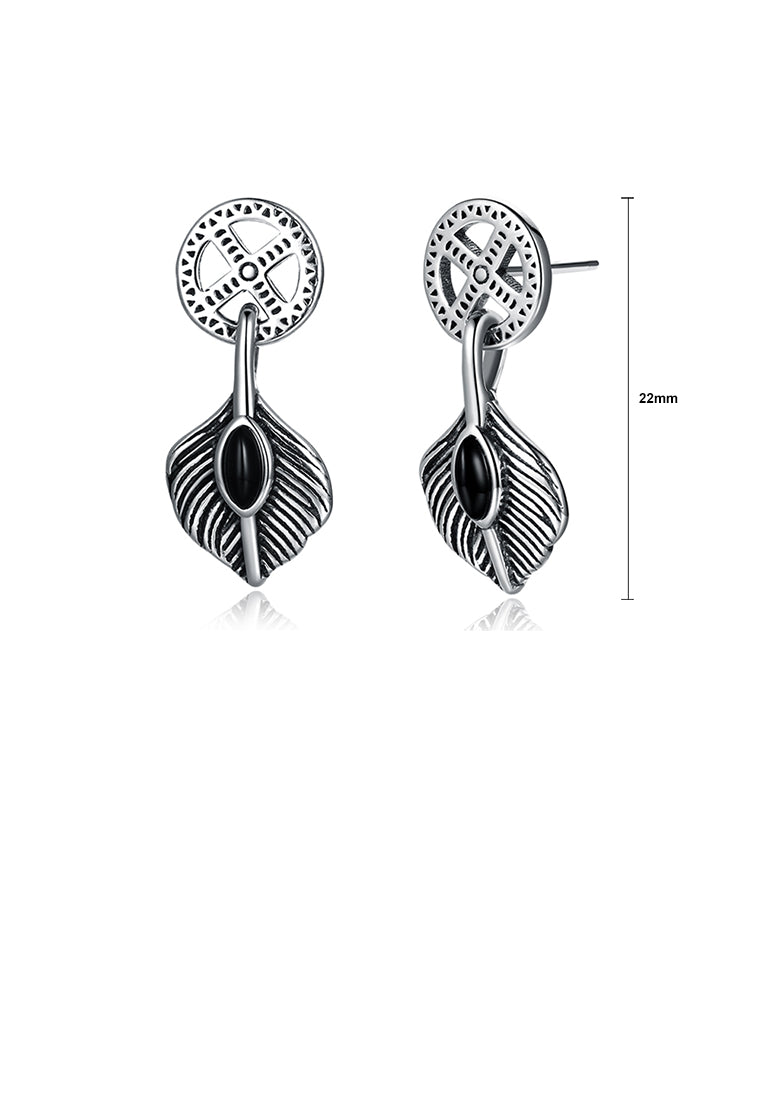 925 Sterling Silver Retro Fashion Leaf Earrings
