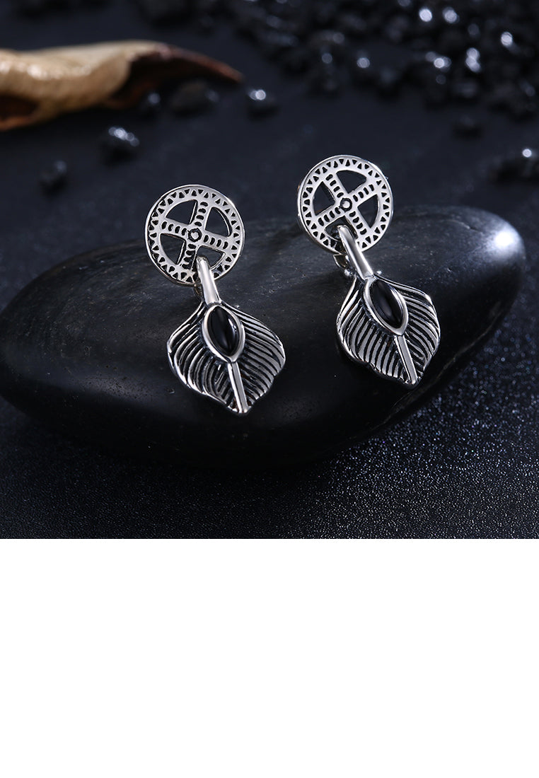 925 Sterling Silver Retro Fashion Leaf Earrings