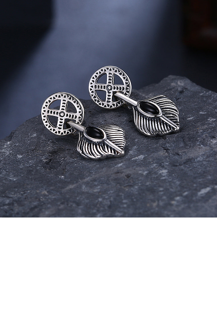 925 Sterling Silver Retro Fashion Leaf Earrings