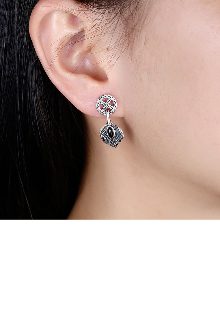 925 Sterling Silver Retro Fashion Leaf Earrings