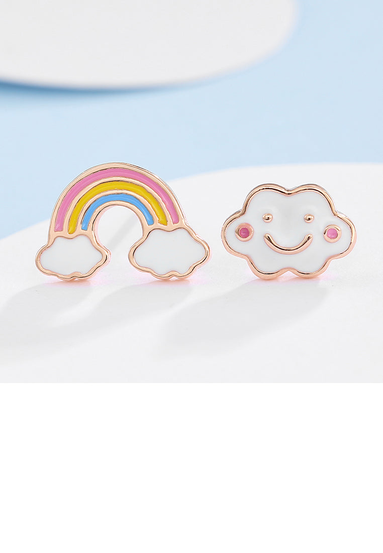 925 Sterling Silver Plated Rose Gold Sweet Rainbow Cloud Stud Earrings