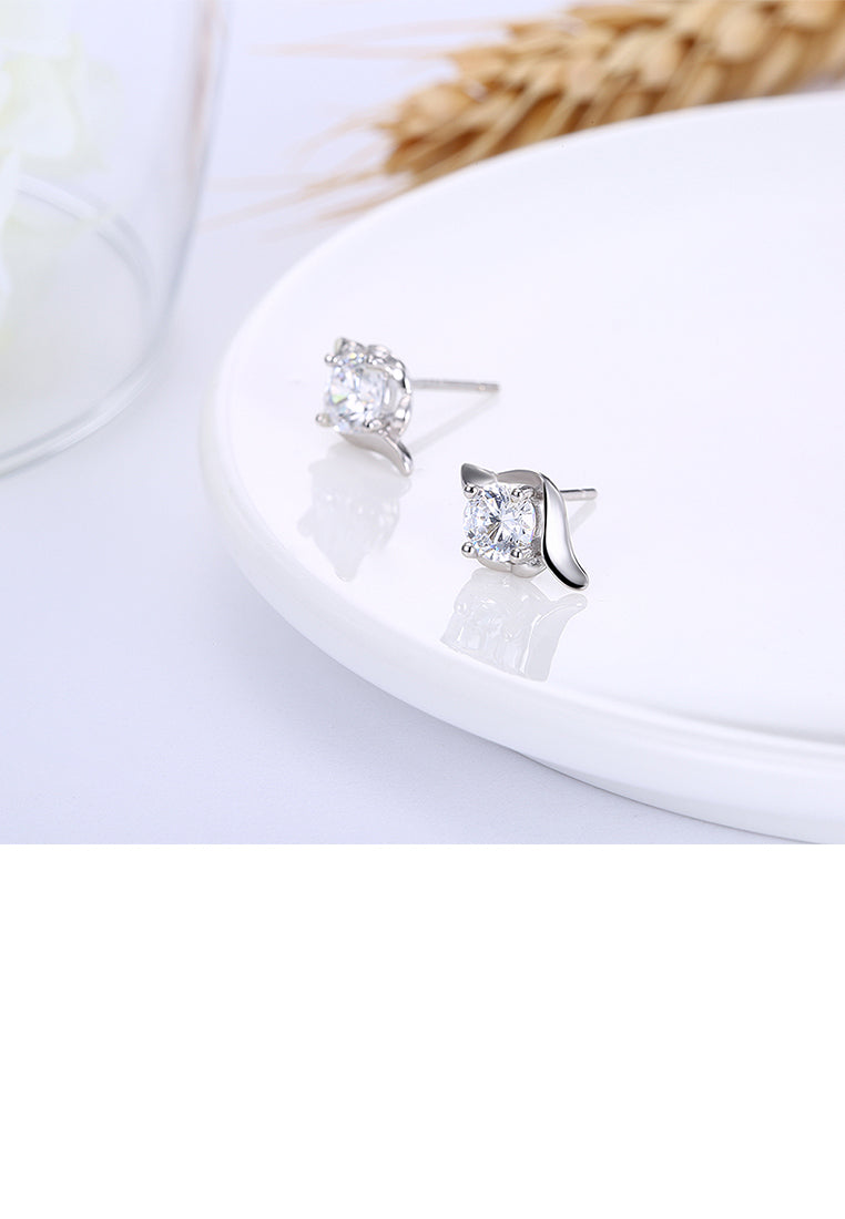 925 Sterling Silver Simple Elegant Exquisite Earrings and Ear Studs with Cubic Zircon