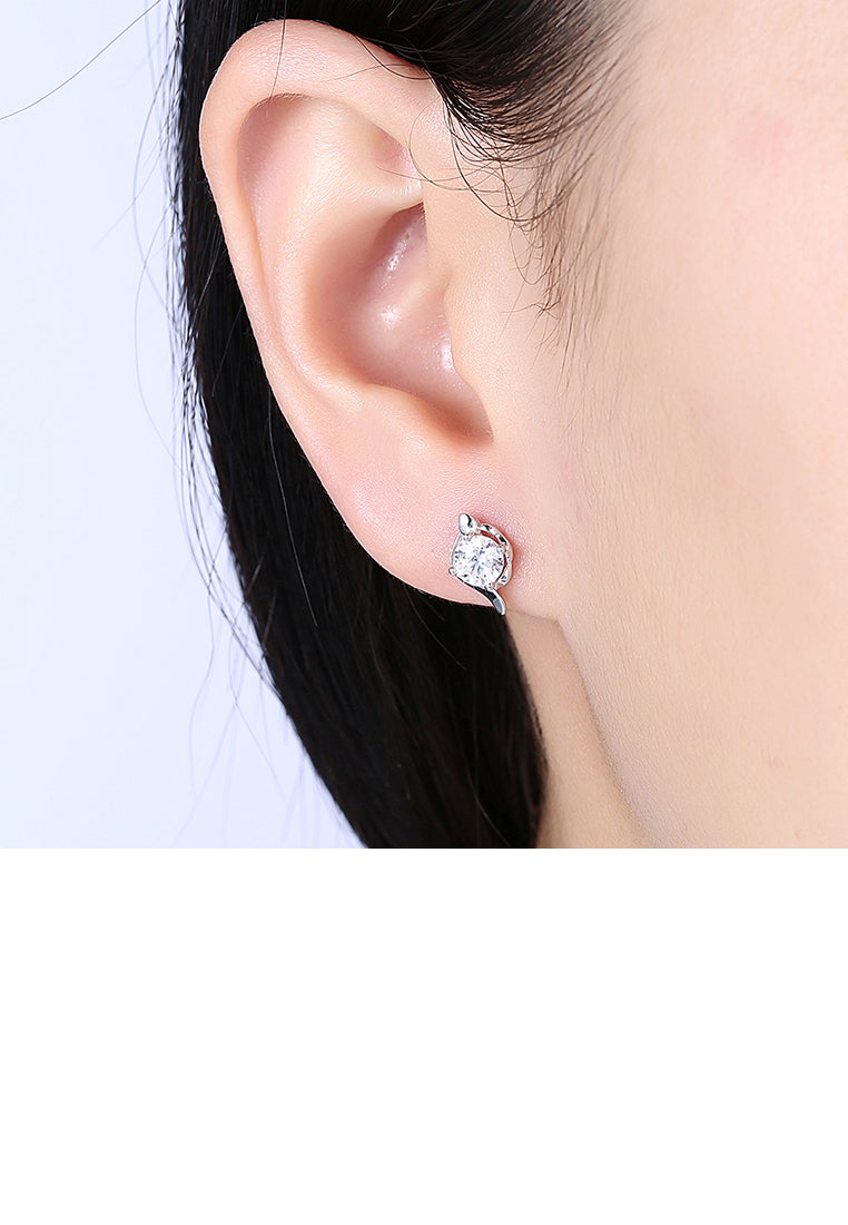 925 Sterling Silver Simple Elegant Exquisite Earrings and Ear Studs with Cubic Zircon