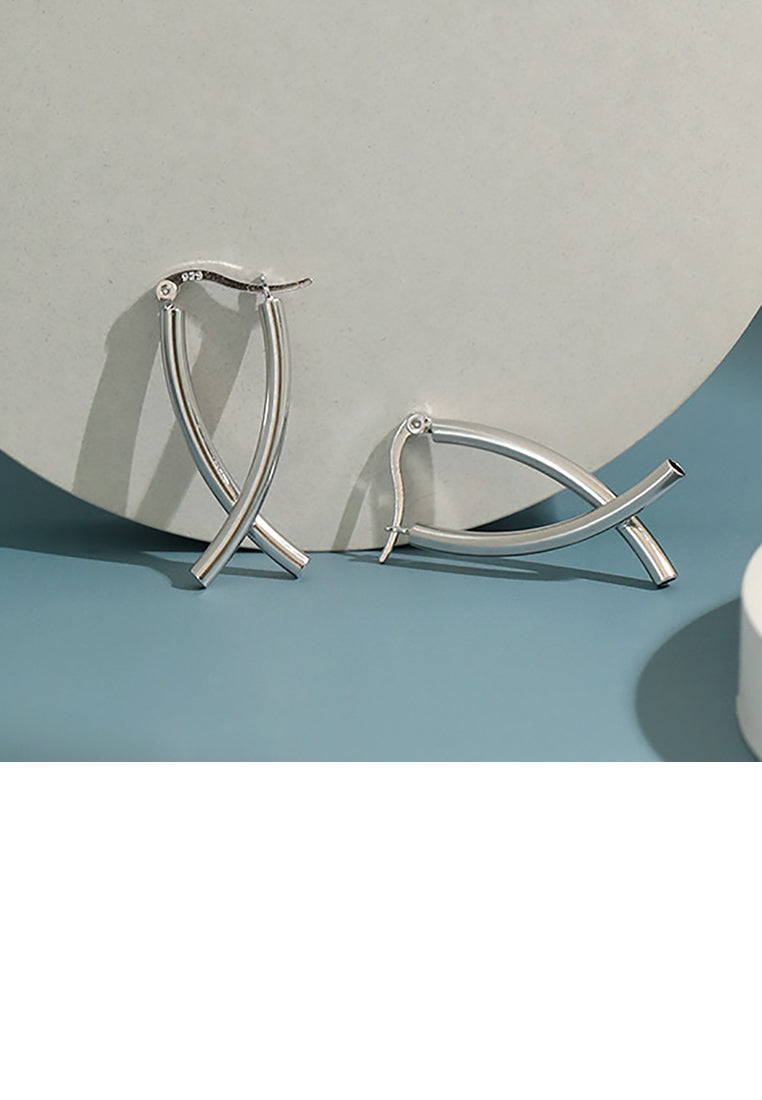 925 Sterling Silver Fashion Temperament X-shaped Cross Geometric Stud Earrings