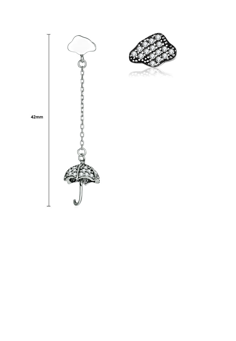 925 Sterling Silver Umbrella Cloud Earrings with Austrian Element Crystal