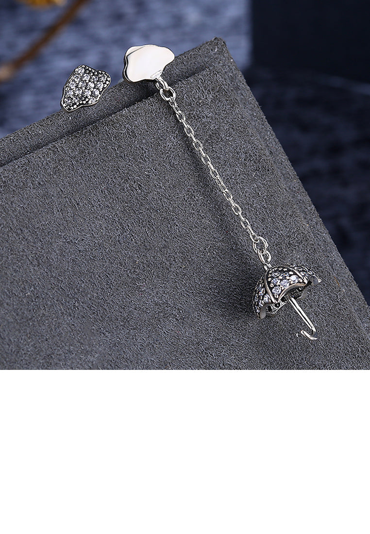 925 Sterling Silver Umbrella Cloud Earrings with Austrian Element Crystal