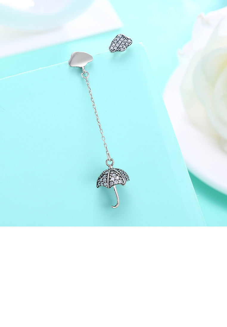 925 Sterling Silver Umbrella Cloud Earrings with Austrian Element Crystal