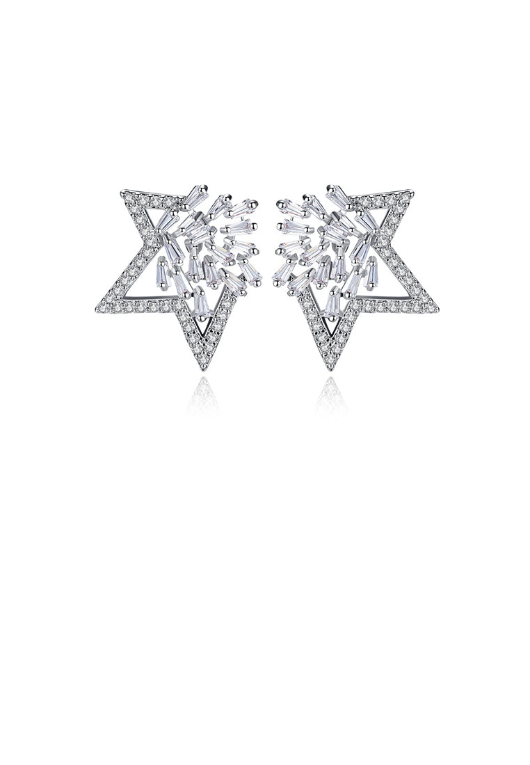 Fashion Bright Star Stud Earrings with Cubic Zirconia - Luxurious Look