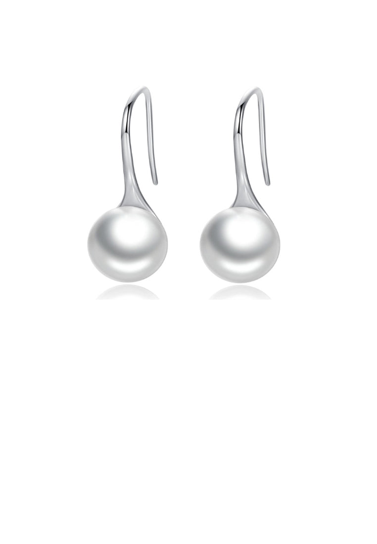 925 Sterling Silver Elegant Simple Fashion White Pearl Earrings - Luxurious Look