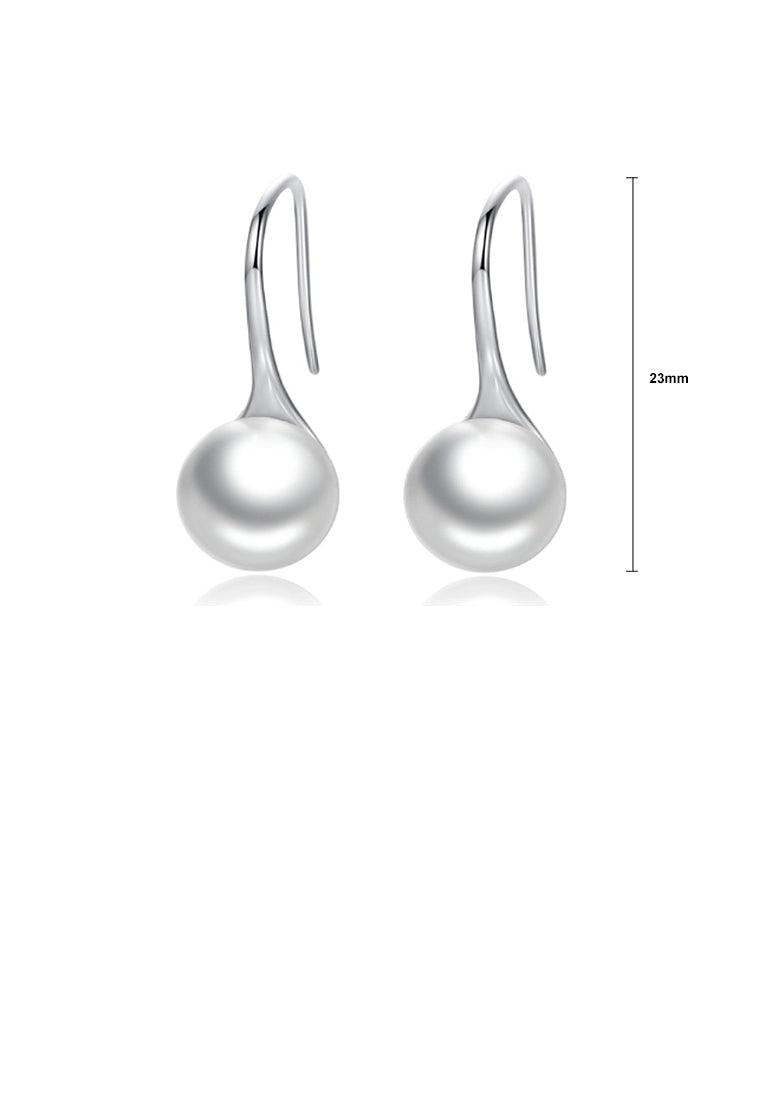 925 Sterling Silver Elegant Simple Fashion White Pearl Earrings - Luxurious Look