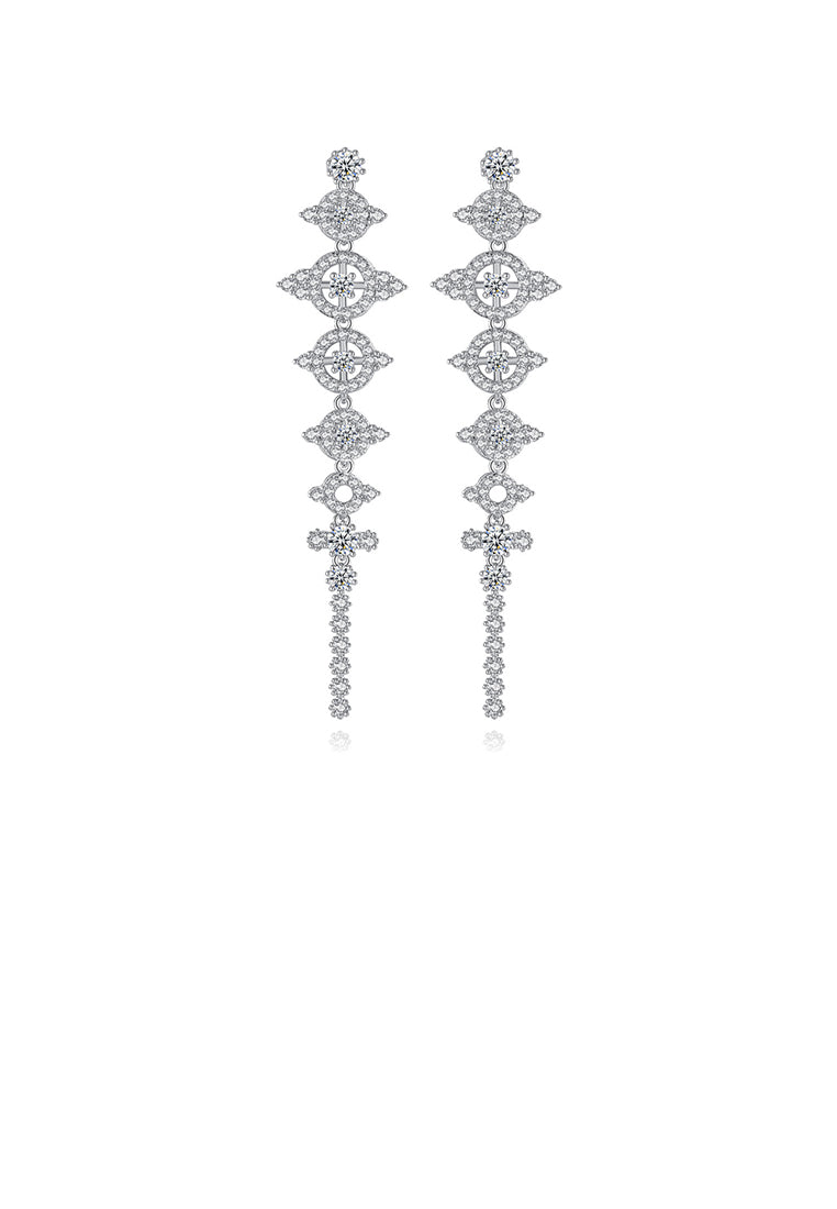 Fashion and Elegant Geometric Round Long Earrings with Cubic Zirconia - Luxurious Look