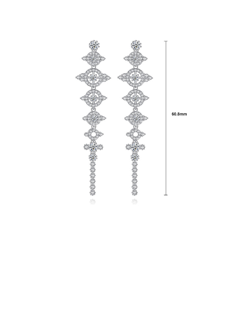 Fashion and Elegant Geometric Round Long Earrings with Cubic Zirconia - Luxurious Look