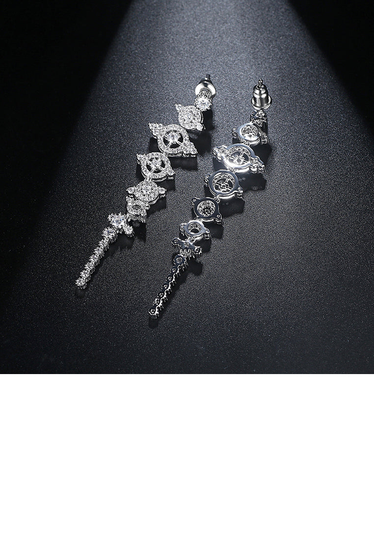 Fashion and Elegant Geometric Round Long Earrings with Cubic Zirconia - Luxurious Look
