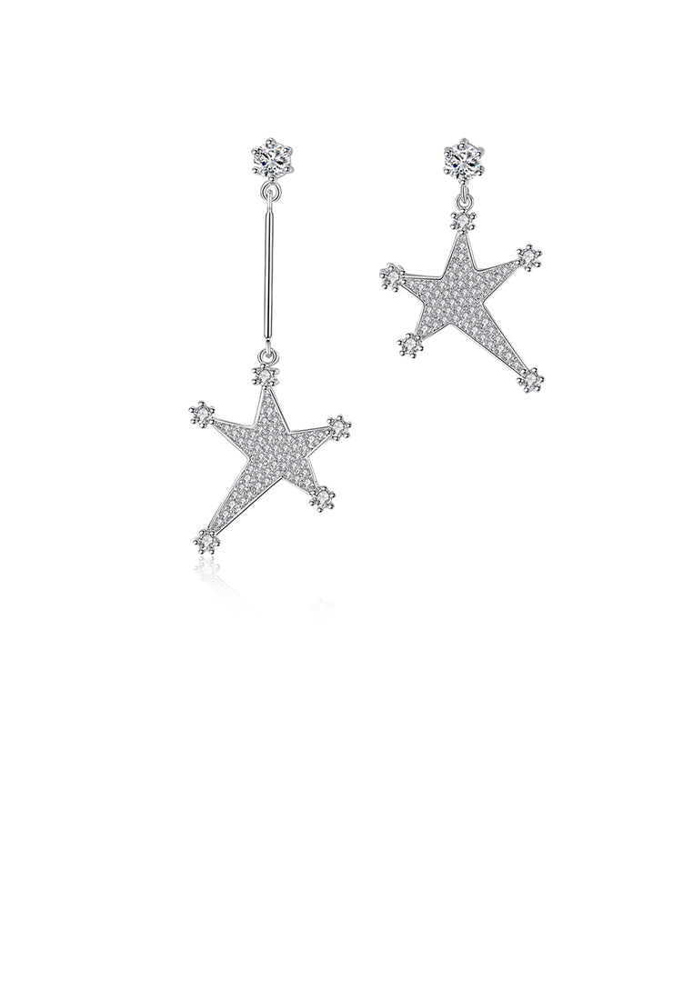 Fashion Bright Star Asymmetric Earrings with Cubic Zirconia - Luxurious Look