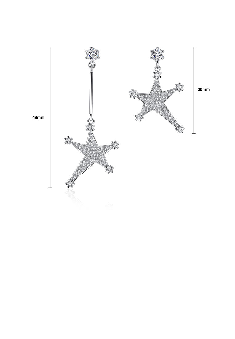 Fashion Bright Star Asymmetric Earrings with Cubic Zirconia - Luxurious Look