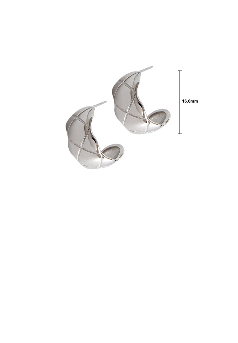 925 Sterling Silver Fashion Simple Diamond Pattern Geometric Stud Earrings